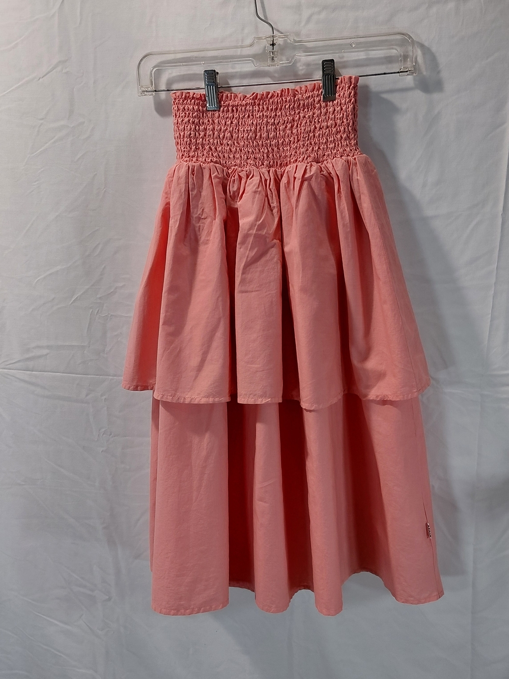 Molo Peach Smocked Tiered High-Low Skirt